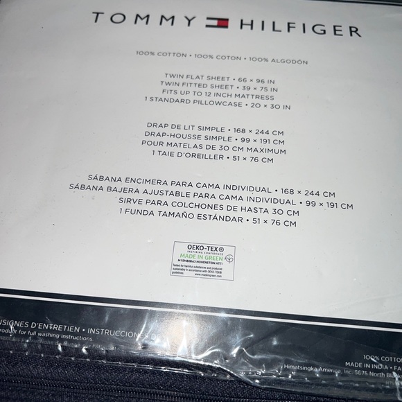 Tommy Hilfiger twin sheet set red floral navy new - Picture 3 of 5